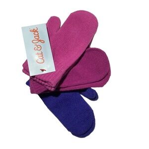 Cat Jack Kids Mittens Set Pink Purple Blue‎ Cozy Winter Warm 2T to 5T NEW